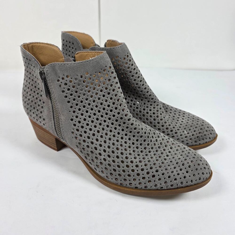 Lucky Brand Women's Size 9.5M Basel Ankle Bootie Dark Stone Perforated Leather